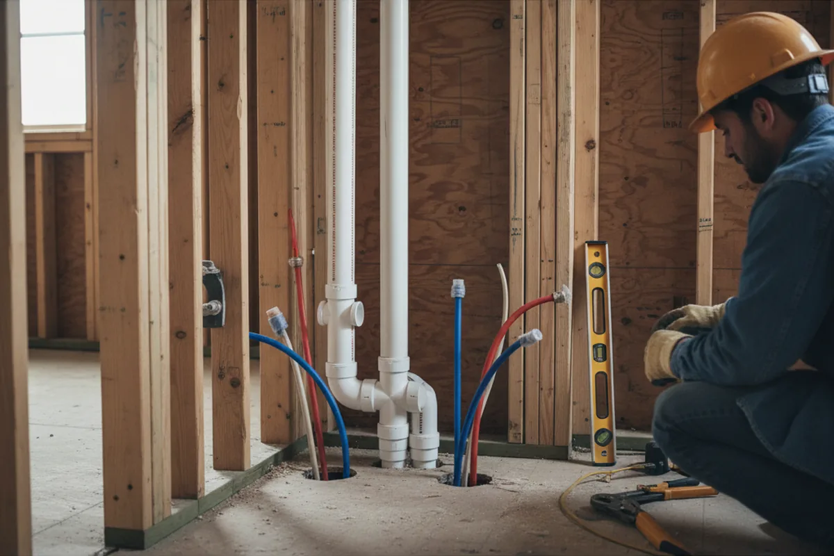 Drain and supply rough-in during Drain Cleaning in Frankfort